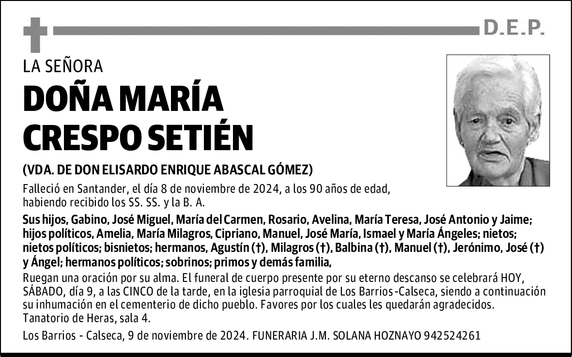 DOÑA MARÍA CRESPO SETIÉN