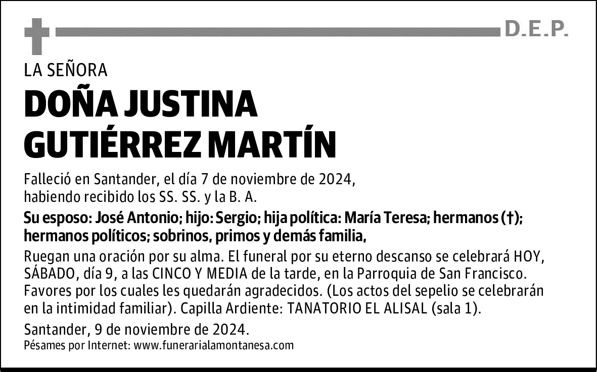 DOÑA JUSTINA GUTIÉRREZ MARTÍN