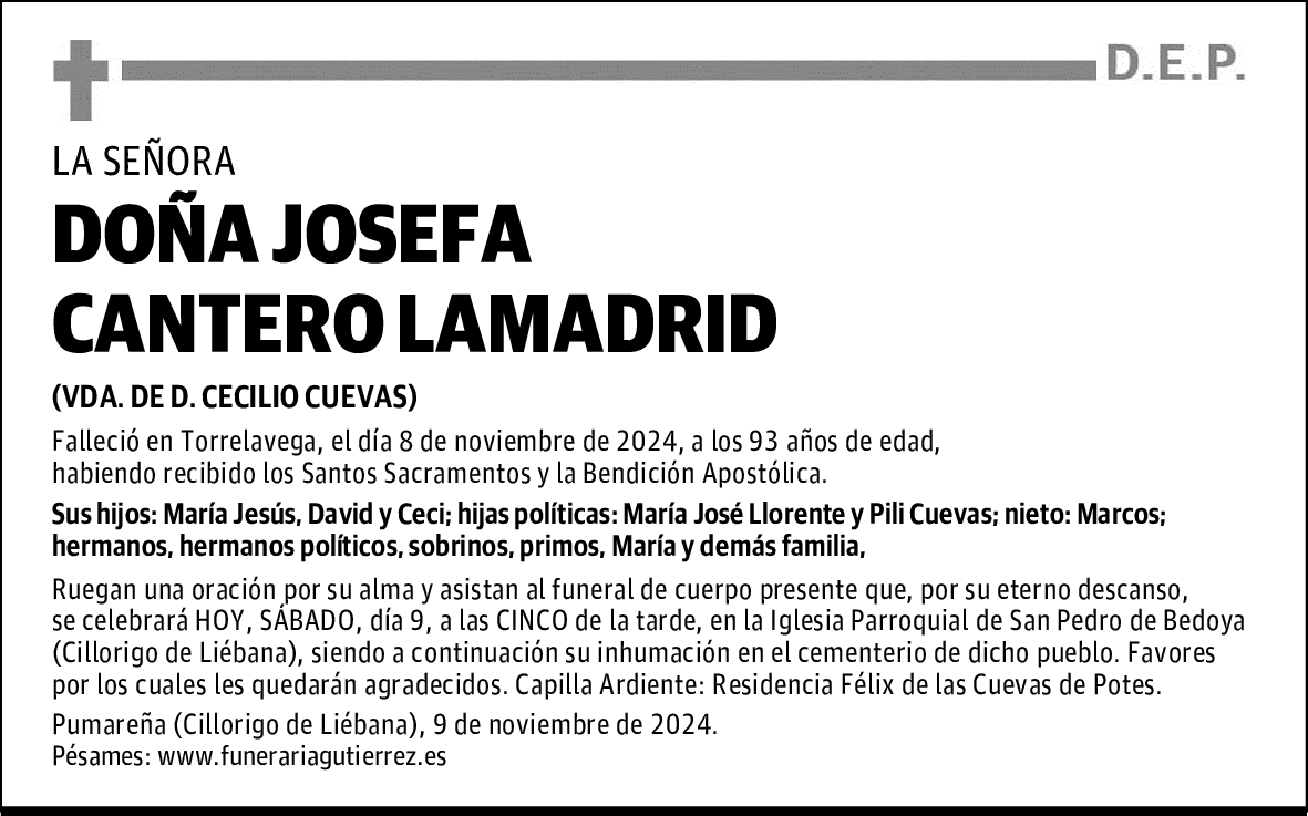 DOÑA JOSEFA CANTERO LAMADRID