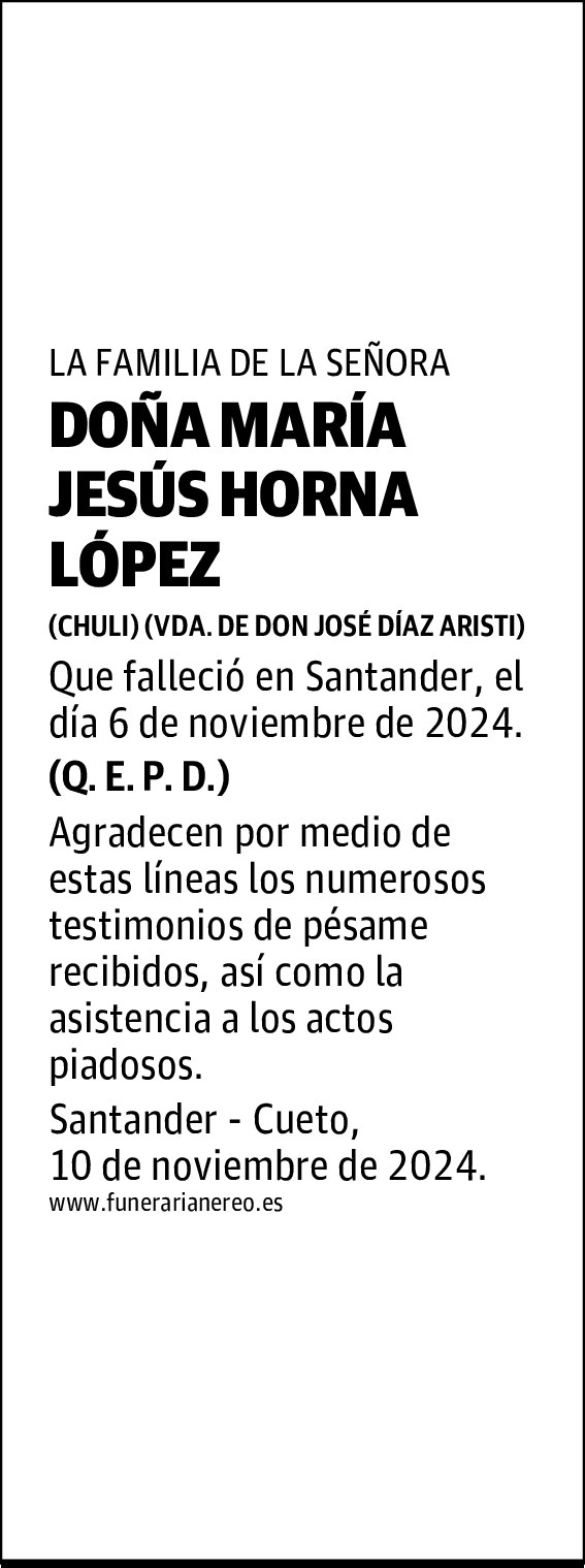 DOÑA MARÍA JESÚS HORNA LÓPEZ