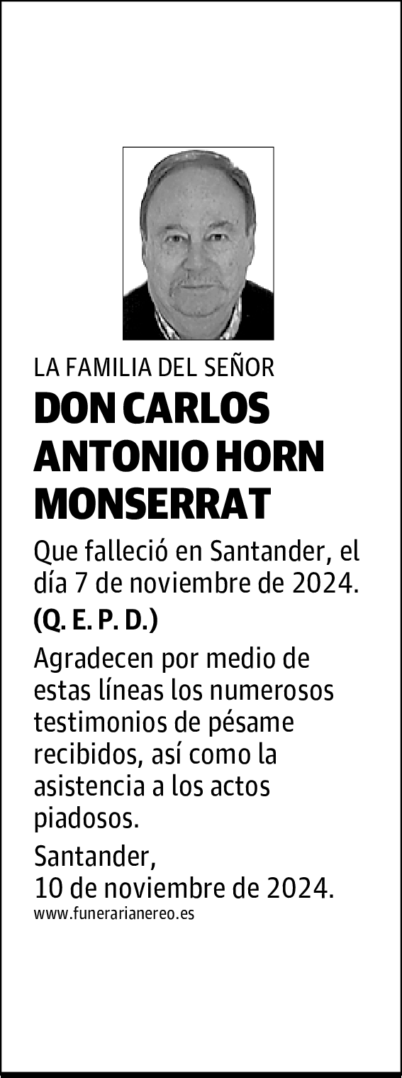 DON CARLOS ANTONIO HORN MONSERRAT