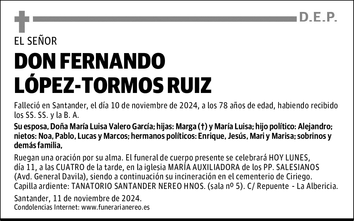 DON FERNANDO LÓPEZ-TORMOS RUIZ