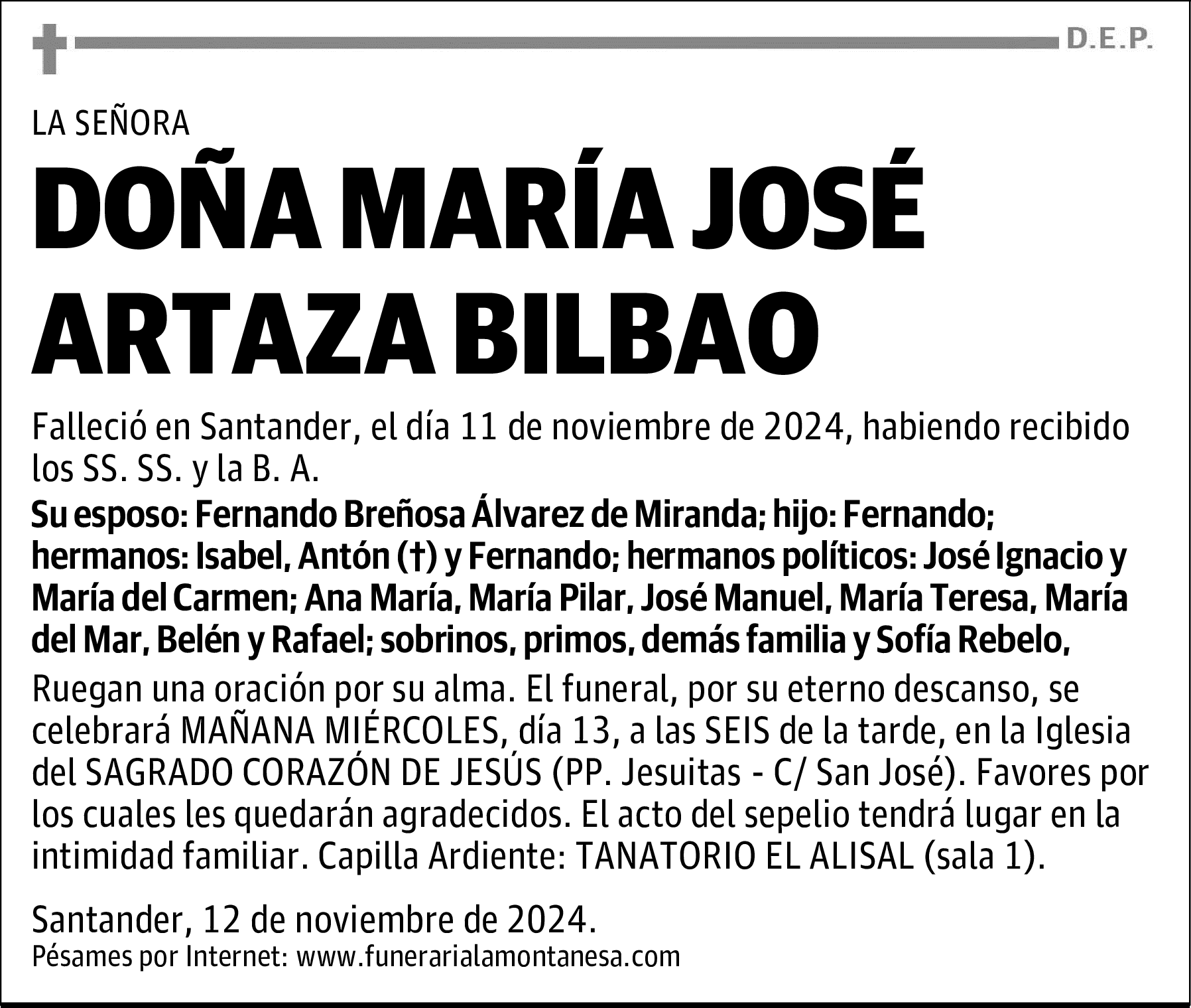 DOÑA MARÍA JOSÉ ARTAZA BILBAO