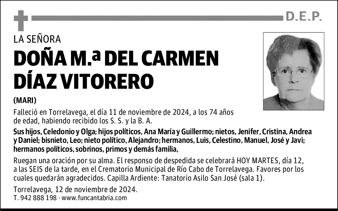 DOÑA M.ª DEL CARMEN DÍAZ VITORERO