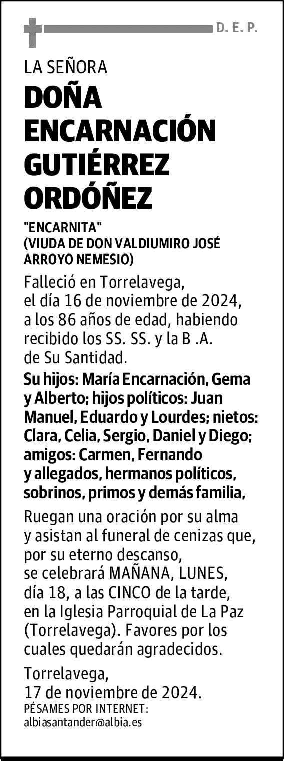 DOÑA ENCARNACIÓN GUTIÉRREZ ORDÓÑEZ