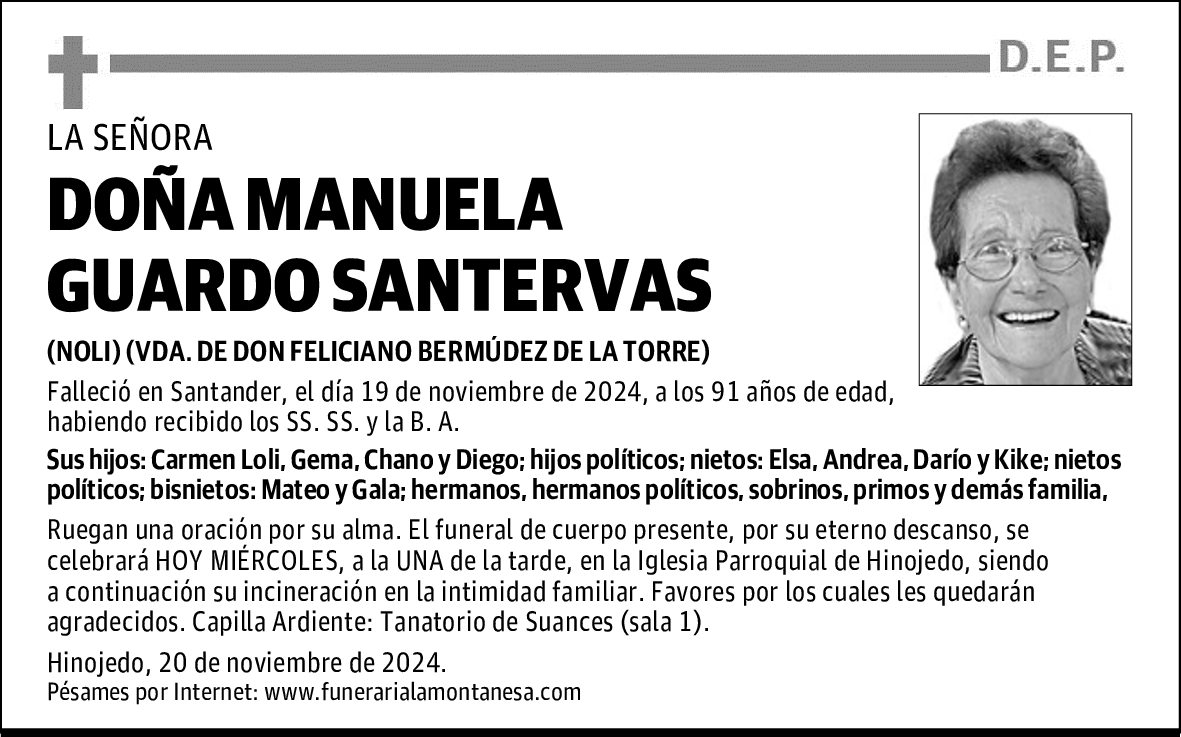 DOÑA MANUELA GUARDO SANTERVAS