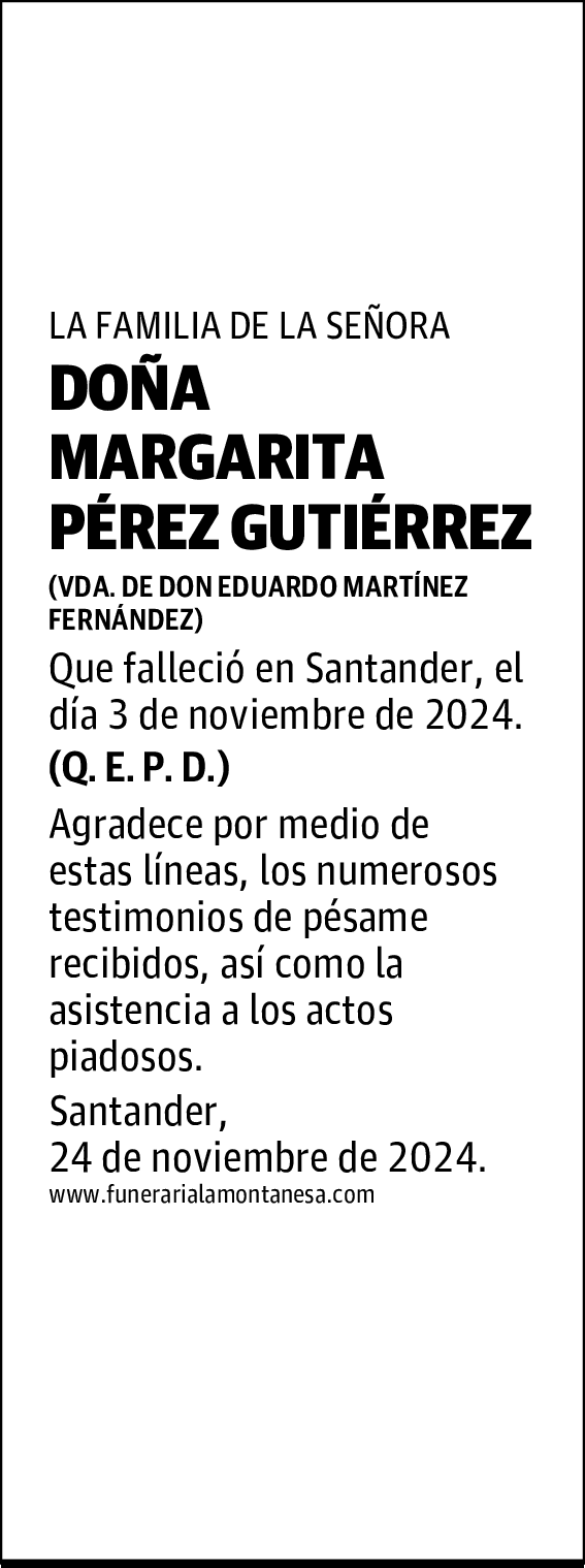 DOÑA MARGARITA PÉREZ GUTIÉRREZ