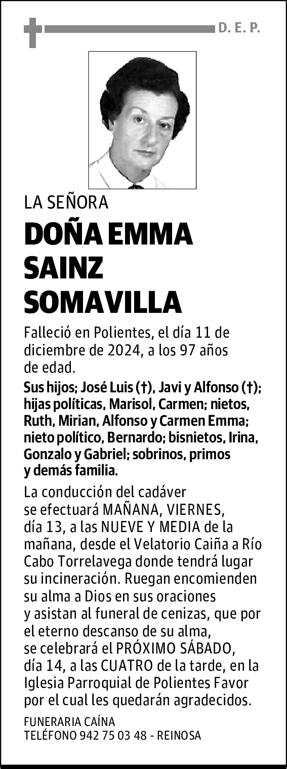 DOÑA EMMA SAINZ SOMAVILLA