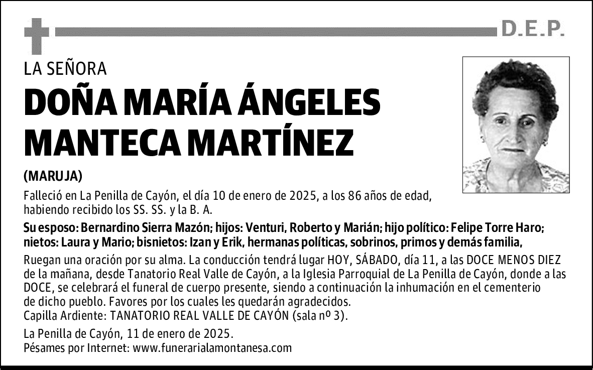 DOÑA MARÍA ÁNGELES MANTECA MARTÍNEZ