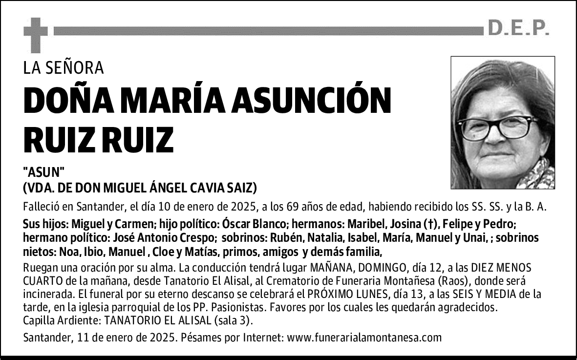 DOÑA MARÍA ASUNCIÓN RUIZ RUIZ