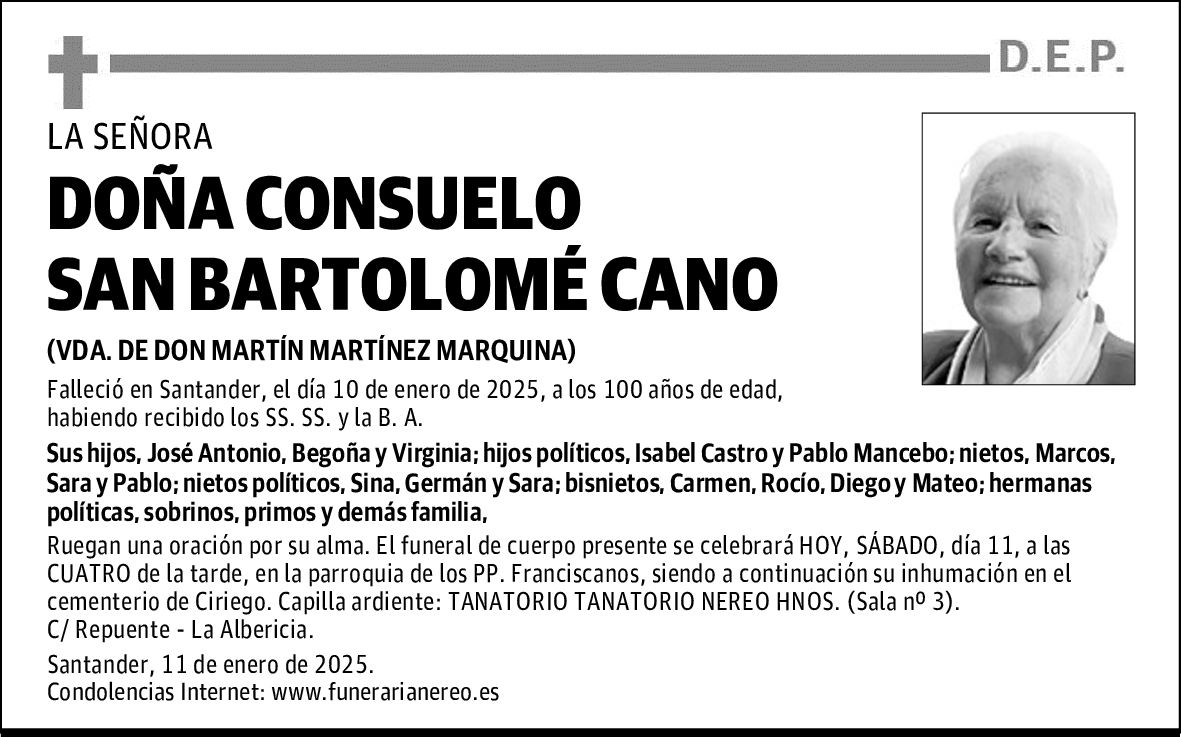 DOÑA CONSUELO SAN BARTOLOMÉ CANO