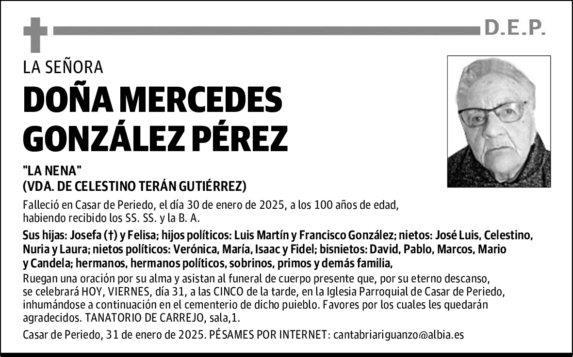 DOÑA MERCEDES GONZÁLEZ PÉREZ