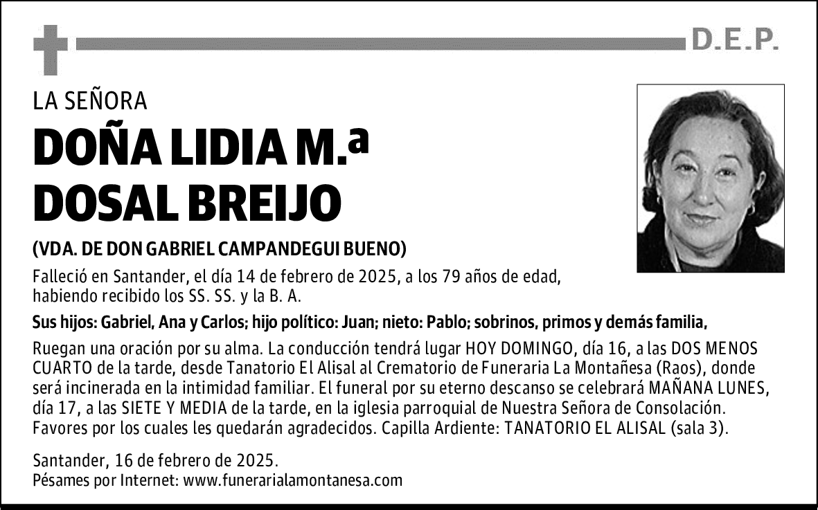 DOÑA LIDIA M.ª DOSAL BREIJO