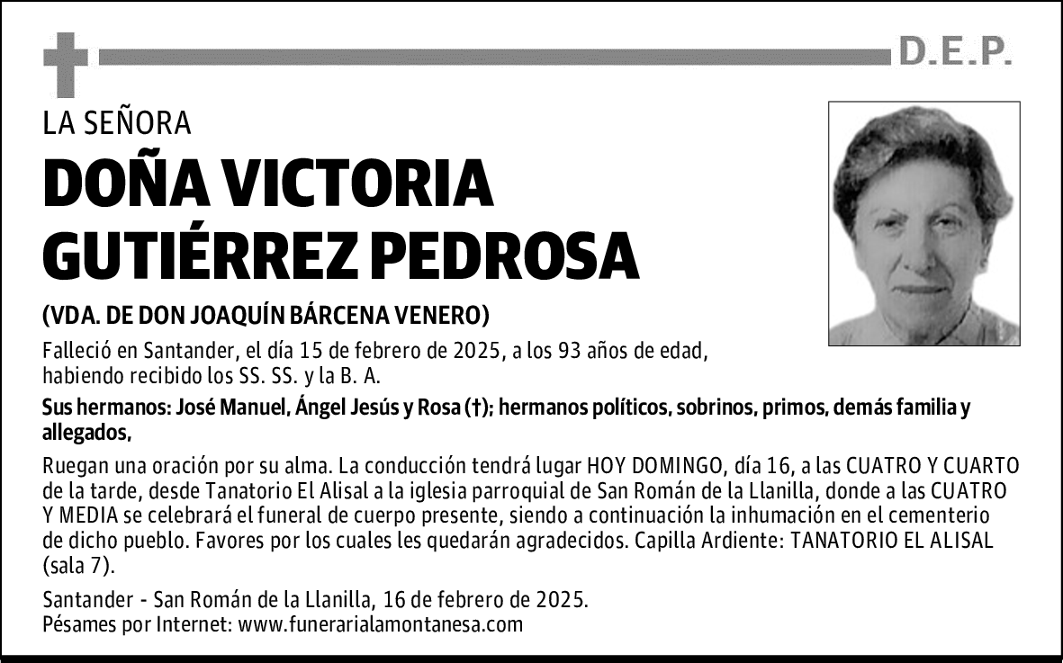 DOÑA VICTORIA GUTIÉRREZ PEDROSA