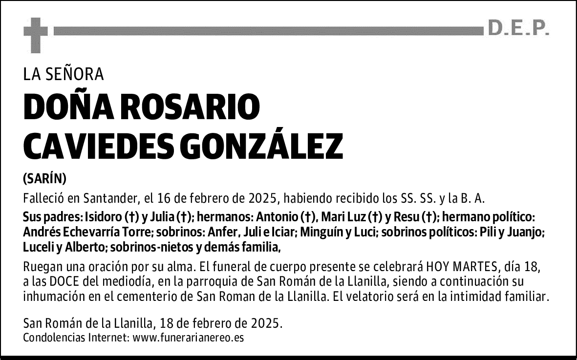 DOÑA ROSARIO CAVIEDES GONZÁLEZ