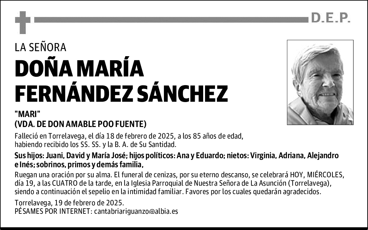 DOÑA MARÍA FERNÁNDEZ SÁNCHEZ