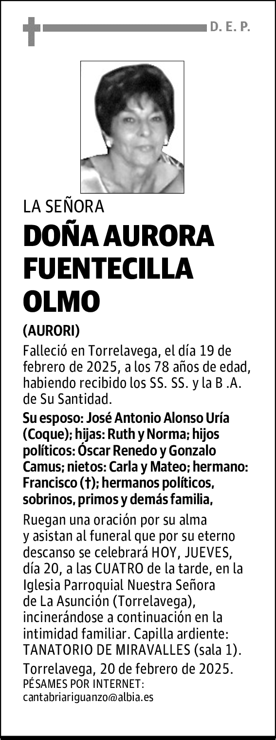 DOÑA AURORA FUENTECILLA OLMO