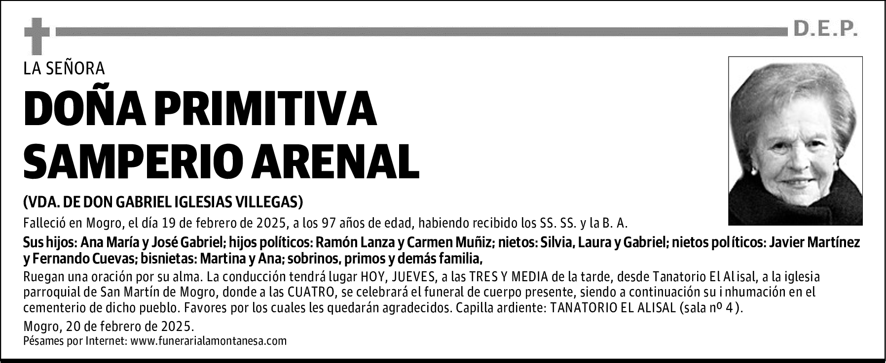 DOÑA PRIMITIVA SAMPERIO ARENAL
