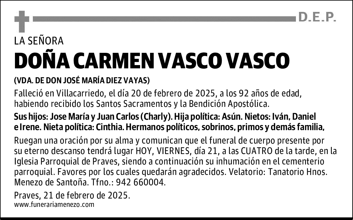 DOÑA CARMEN VASCO VASCO
