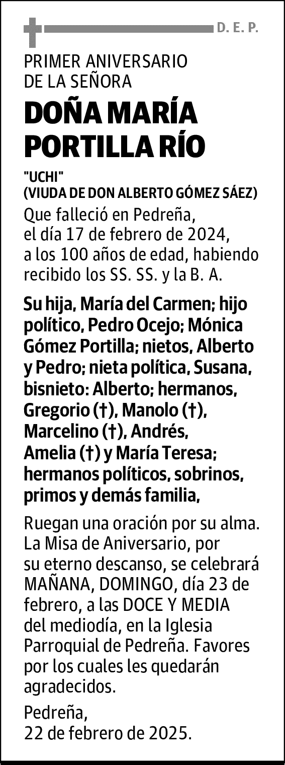 DOÑA MARÍA PORTILLA RÍO