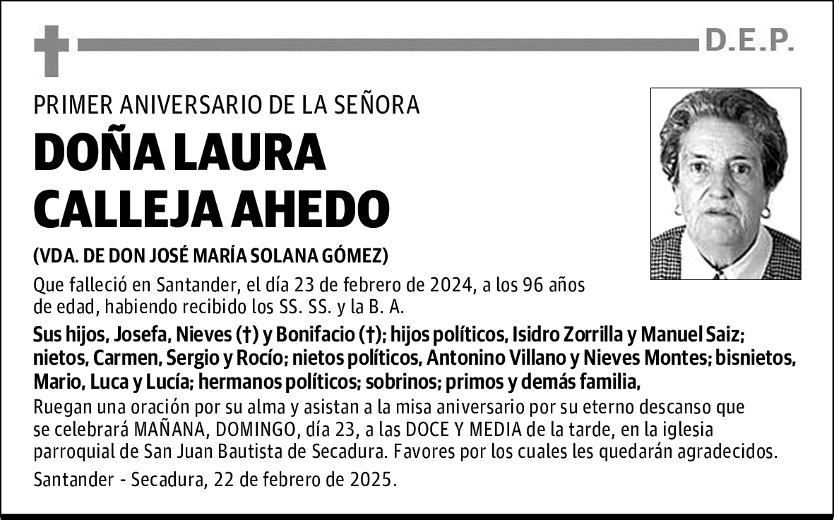 DOÑA LAURA CALLEJA AHEDO