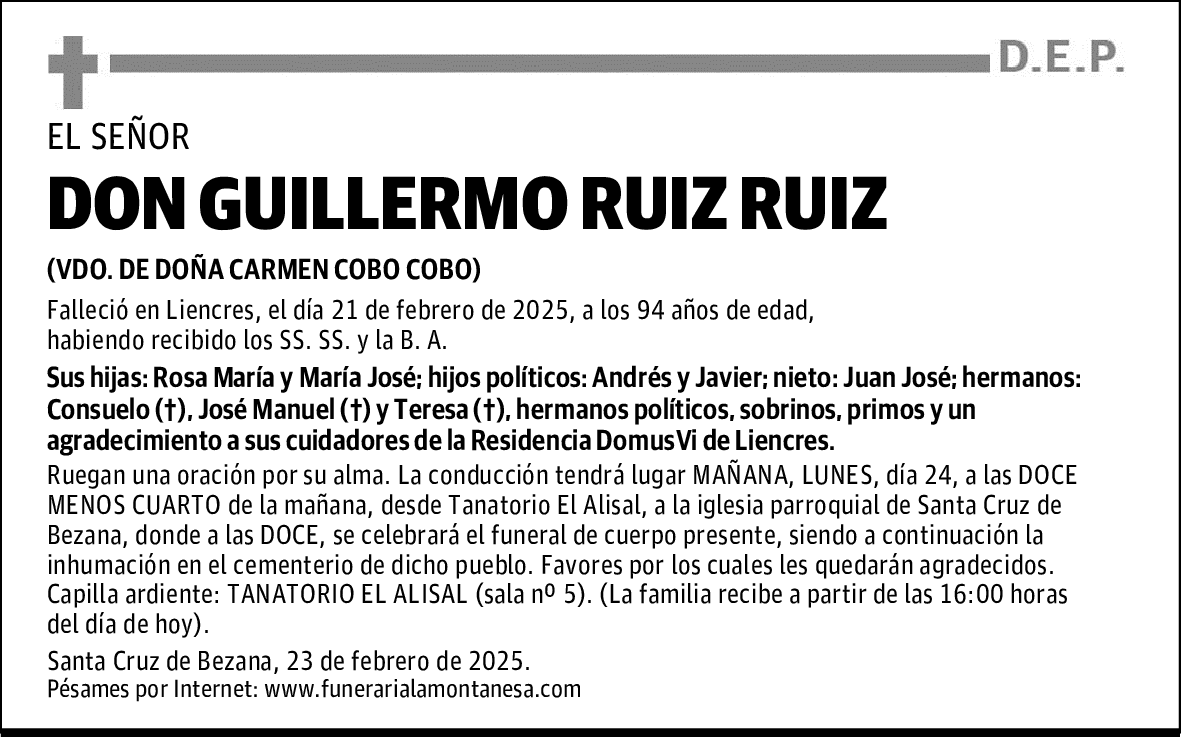DON GUILLERMO RUIZ RUIZ
