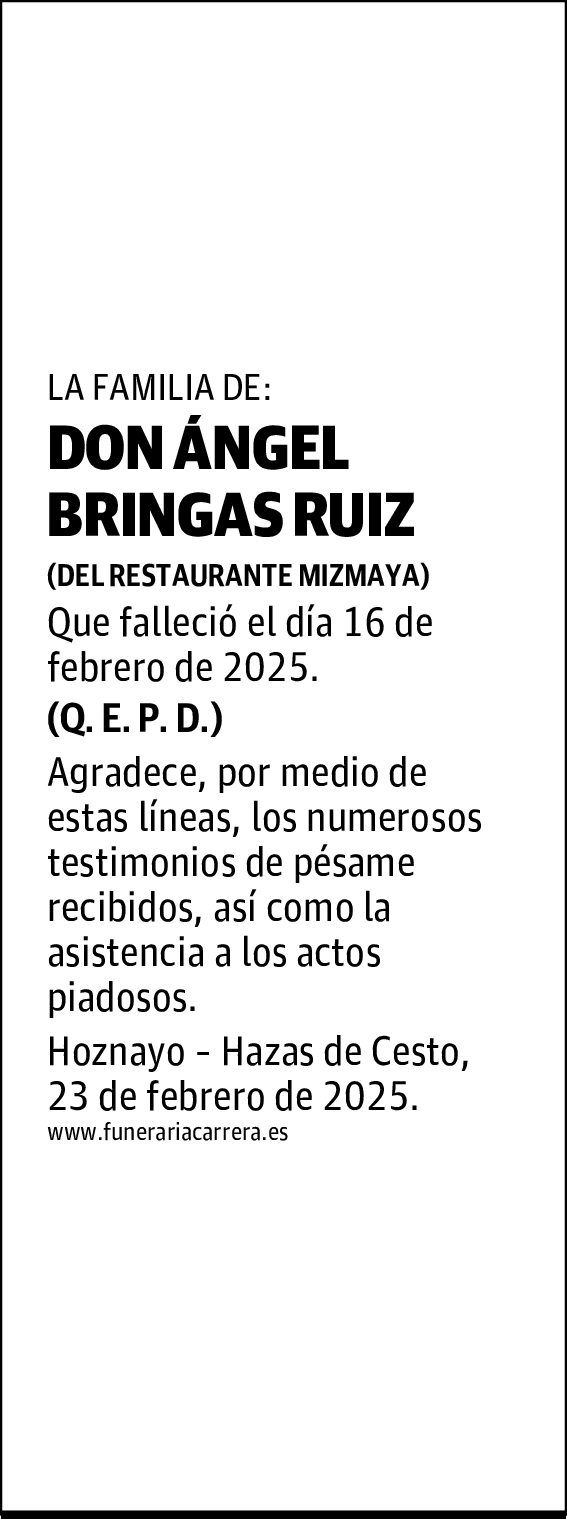 DON ÁNGEL BRINGAS RUIZ