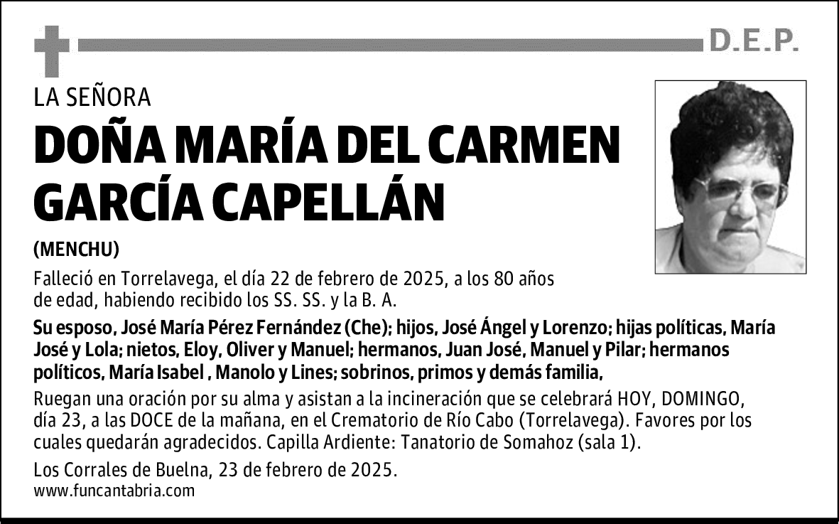 DOÑA MARÍA DEL CARMEN GARCÍA CAPELLÁN