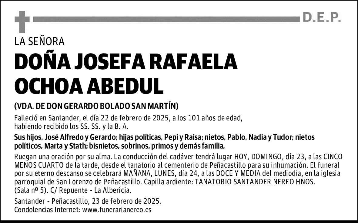 DOÑA JOSEFA RAFAELA OCHOA ABEDUL