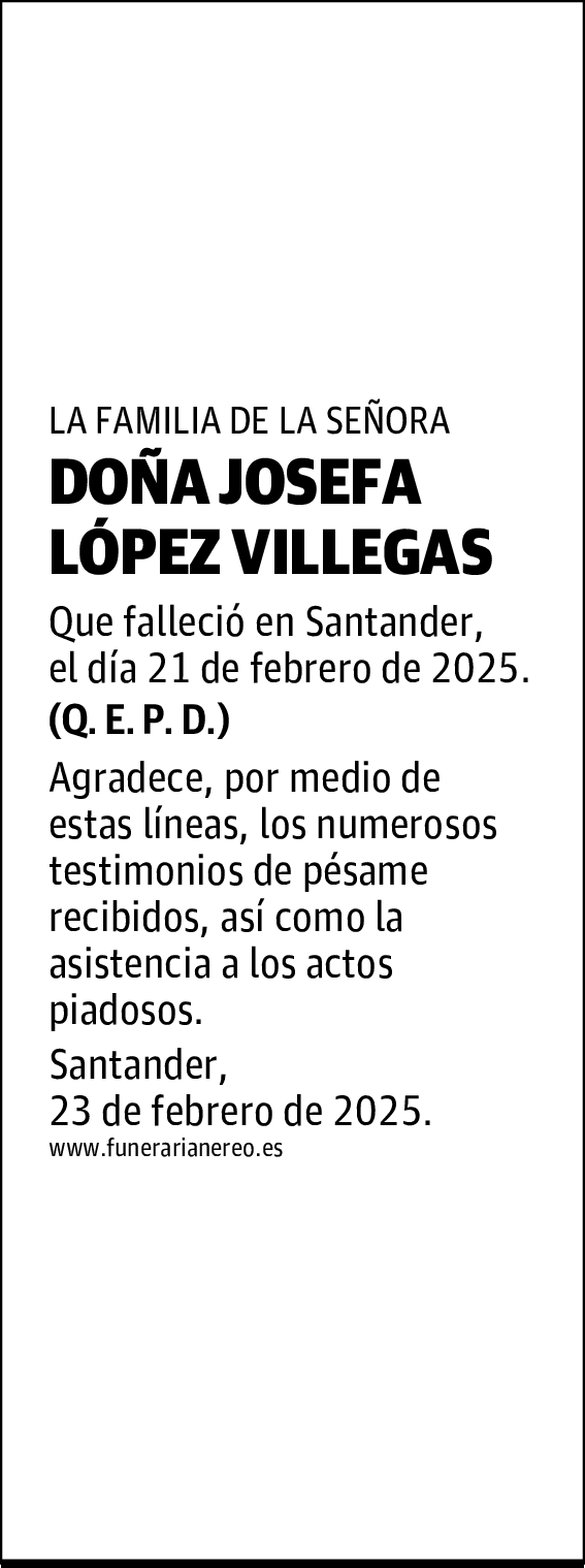 DOÑA JOSEFA LÓPEZ VILLEGAS