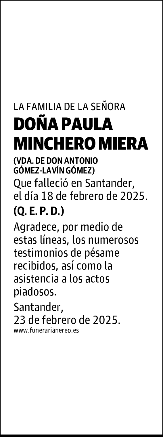 DOÑA PAULA MINCHERO MIERA