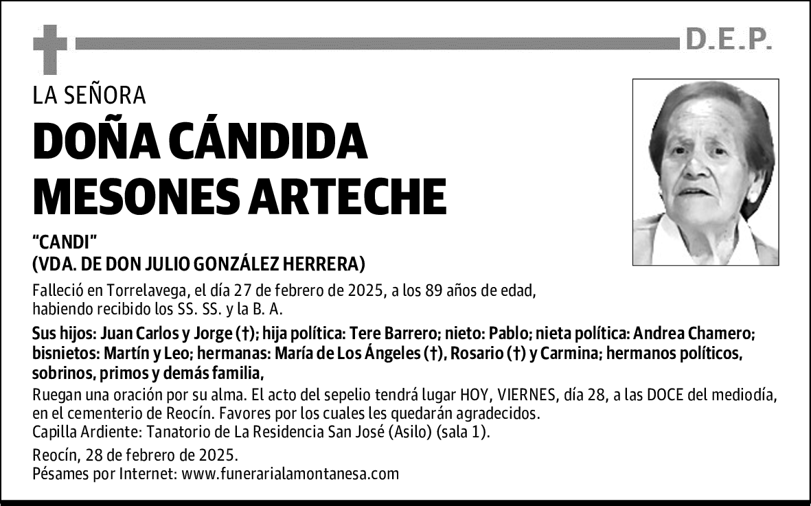 DOÑA CÁNDIDA MESONES ARTECHE