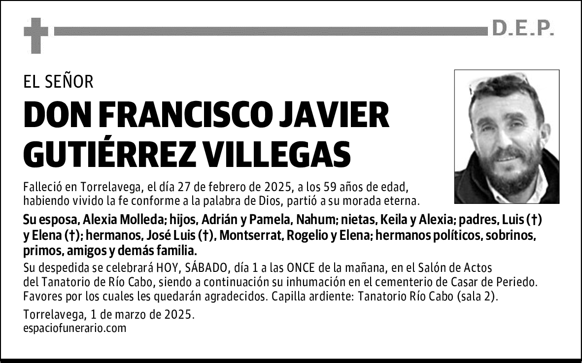 DON FRANCISCO JAVIER GUTIÉRREZ VILLEGAS