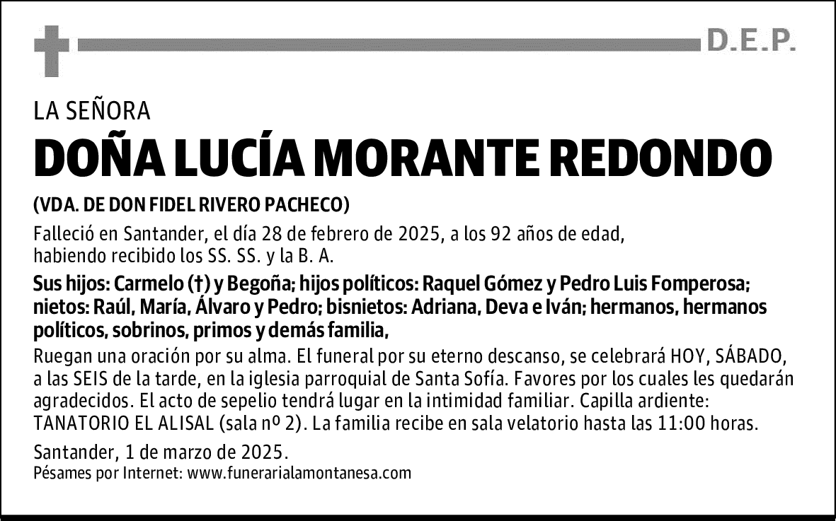 DOÑA LUCÍA MORANTE REDONDO