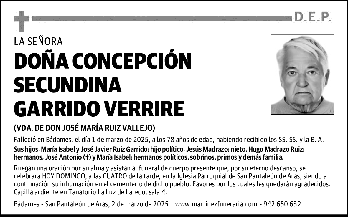 DOÑA CONCEPCIÓN SECUNDINA GARRIDO VERRIRE