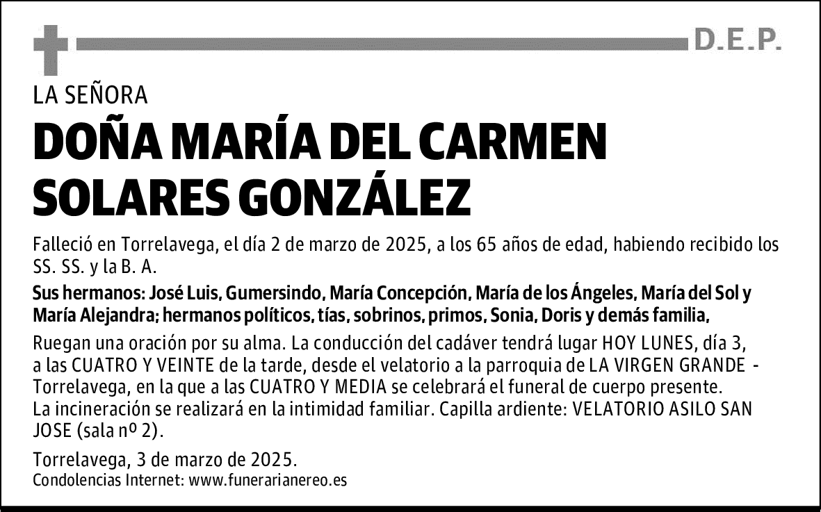 DOÑA MARÍA DEL CARMEN SOLARES GONZÁLEZ