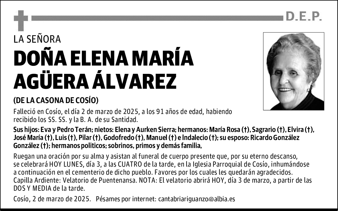 DOÑA ELENA MARÍA AGÜERA ÁLVAREZ