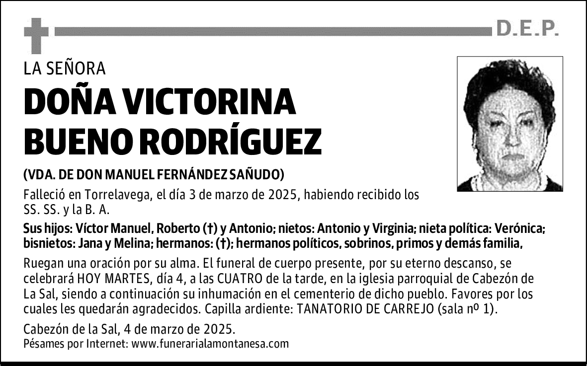 DOÑA VICTORINA BUENO RODRÍGUEZ