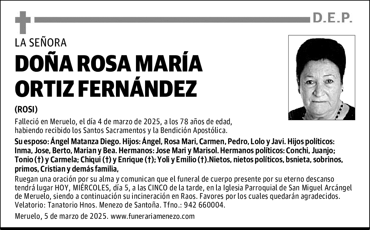 DOÑA ROSA MARÍA ORTIZ FERNÁNDEZ