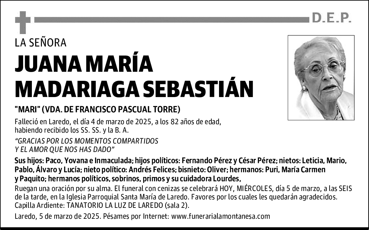 JUANA MARÍA MADARIAGA SEBASTIÁN
