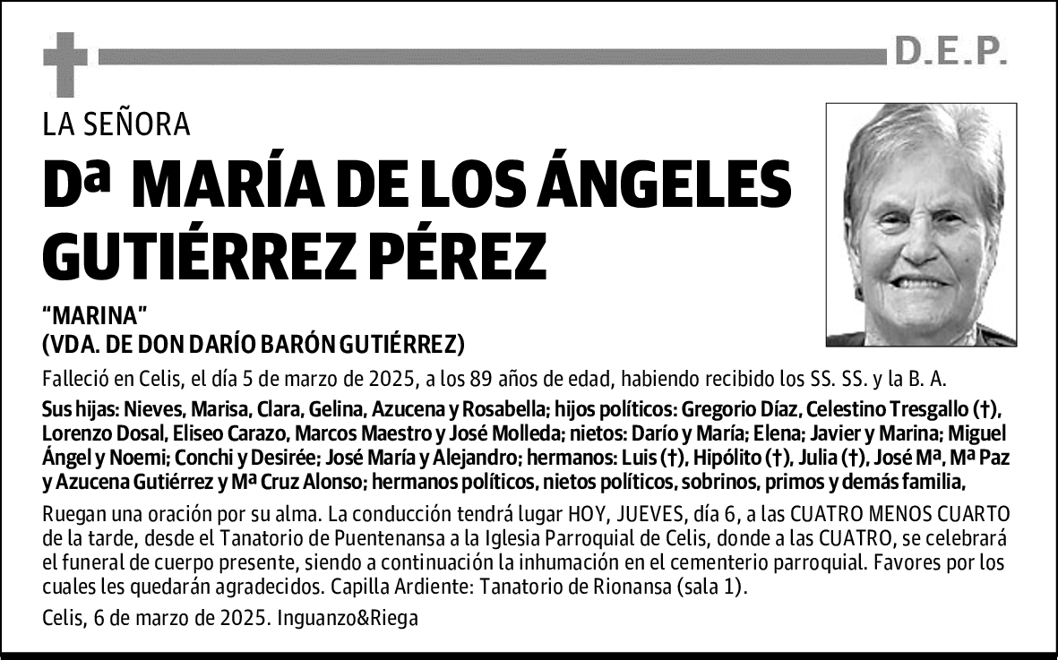 DOÑA MARÍA DE LOS ÁNGELES GUTIÉRREZ PÉREZ