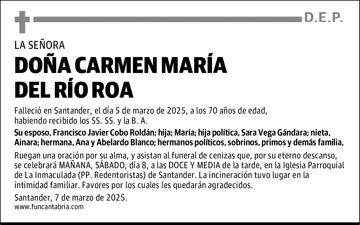 DOÑA CARMEN MARÍA DEL RÍO ROA