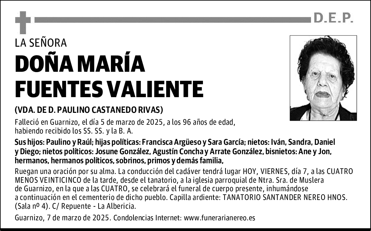 DOÑA MARÍA FUENTES VALIENTE