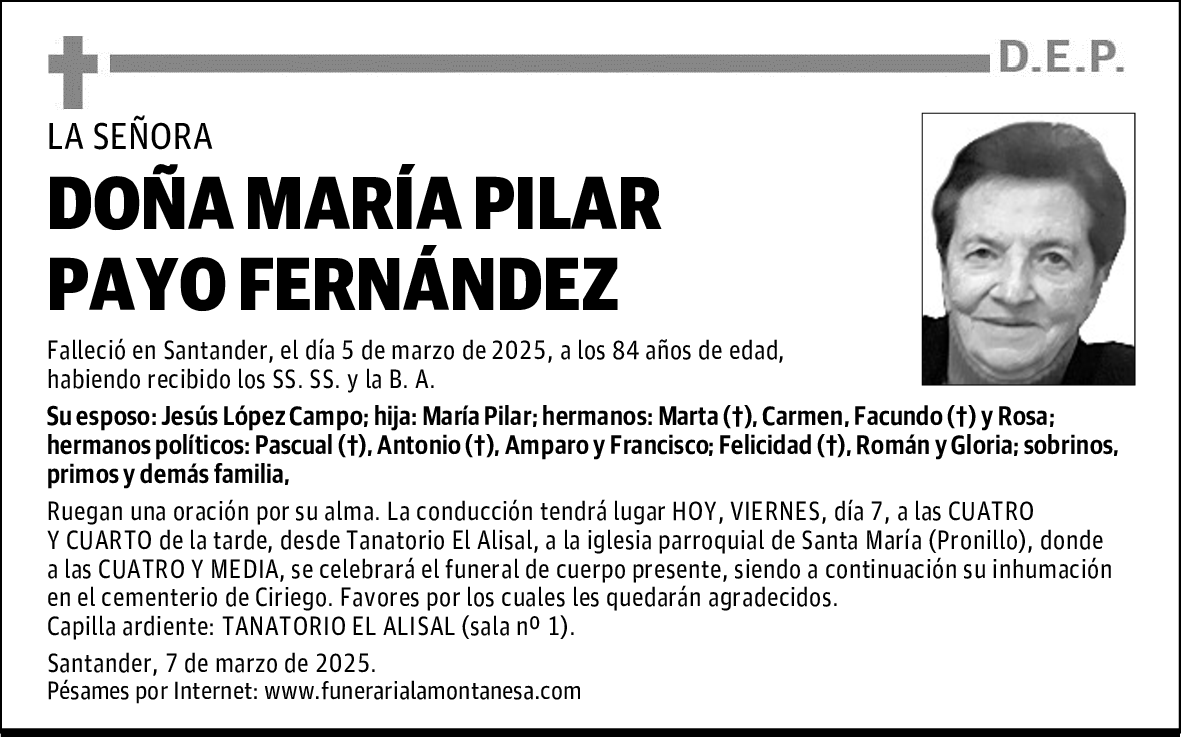 DOÑA MARÍA PILAR PAYO FERNÁNDEZ