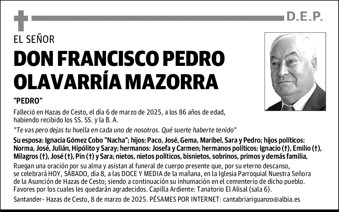 DON FRANCISCO PEDRO OLAVARRÍA MAZORRA