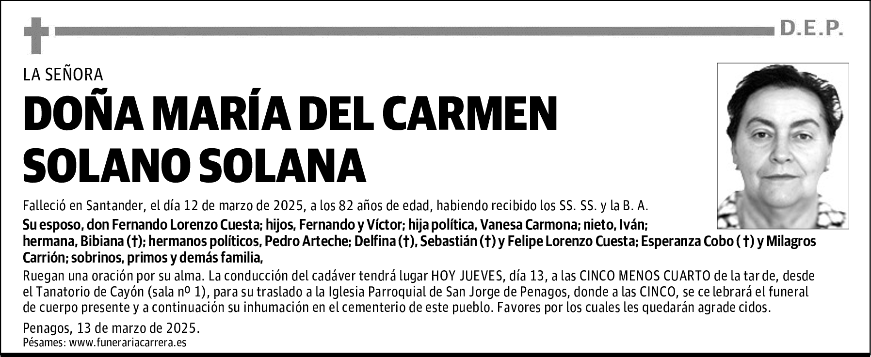 DOÑA MARÍA DEL CARMEN SOLANO SOLANA