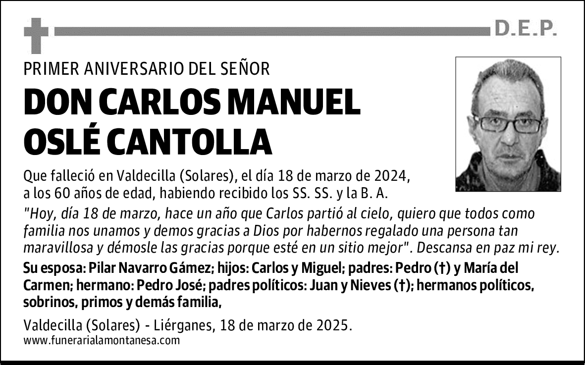 DON CARLOS MANUEL OSLÉ CANTOLLA