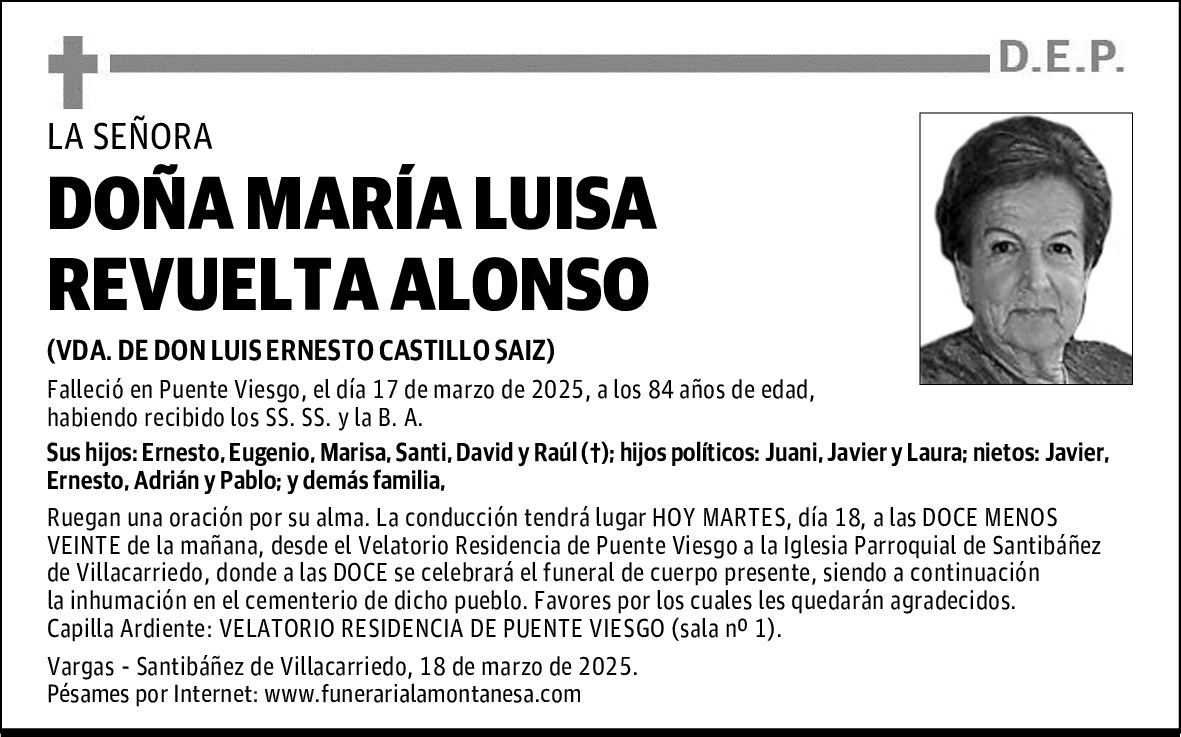 DOÑA MARÍA LUISA REVUELTA ALONSO