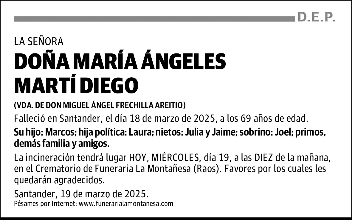 DOÑA MARÍA ÁNGELES MARTÍ DIEGO