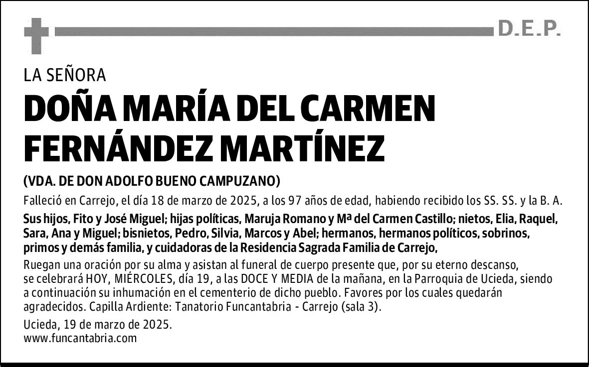 DOÑA MARÍA DEL CARMEN FERNÁNDEZ MARTÍNEZ